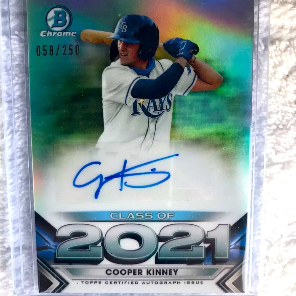 2021 Bowman Draft Chrome #C21-CK Cooper Kinney RC Class of 2021 RAYS Auto # /250